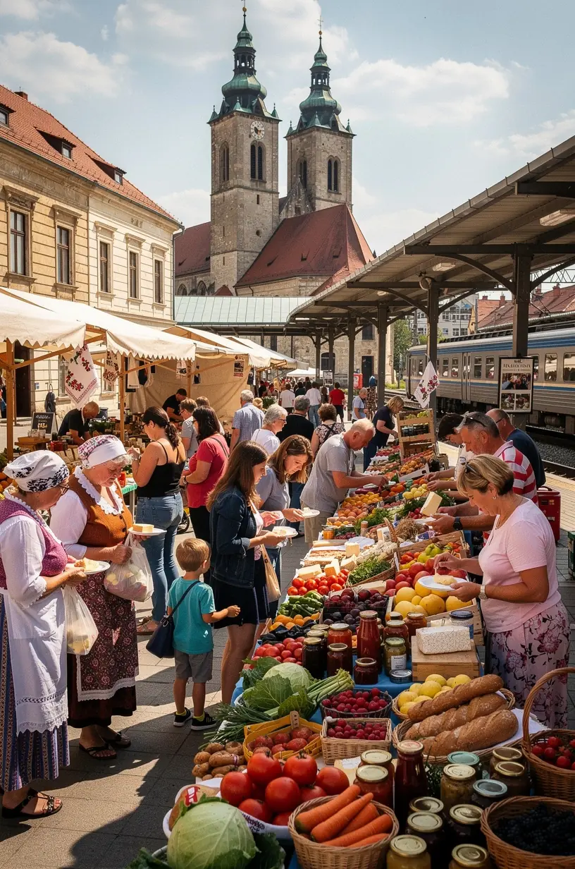 Interiér vlaku s pohodlnými sedadlami a informačnými panelmi o nadchádzajúcich zastávkach a možnostiach prestupu.
